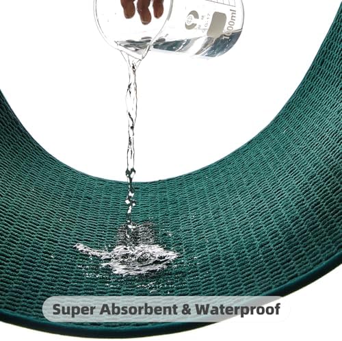 TYUU Bathroom Runner Rugs, Long Bath Mat Runner Washable Thin Quick Dry Low Pile Bathroom Runner Rugs Non Slip, Dark Green 16"x60"