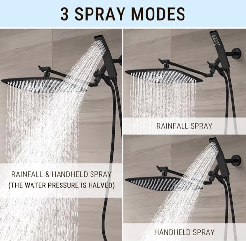 G-Promise All Metal 14" Rain Shower Head with Handheld for Bathroom Upgrade