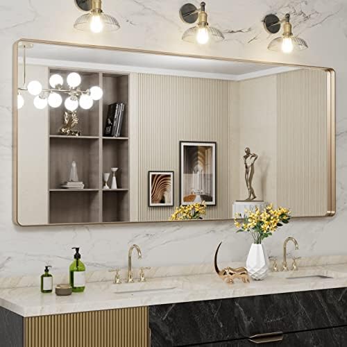 LOAAO 72"X32" Gold Bathroom Mirror