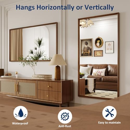 WEER Walnut Bathroom Vanity Mirror 55X30 Inch
