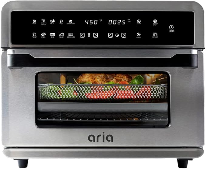 Aria 30 Qt. Touchscreen Toaster Oven with Recipe Book, Brushed Stainless Steel