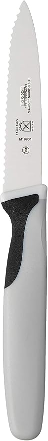 Mercer Culinary M19903 Millennia Black Handle, 3-Inch Slim Serrated Paring Knives (3-Pack), Paring Knife