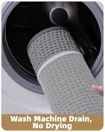 Color&Geometry 17"x29" Thin Waffle Chenille Bathroom Rugs,Non Slip,Grey