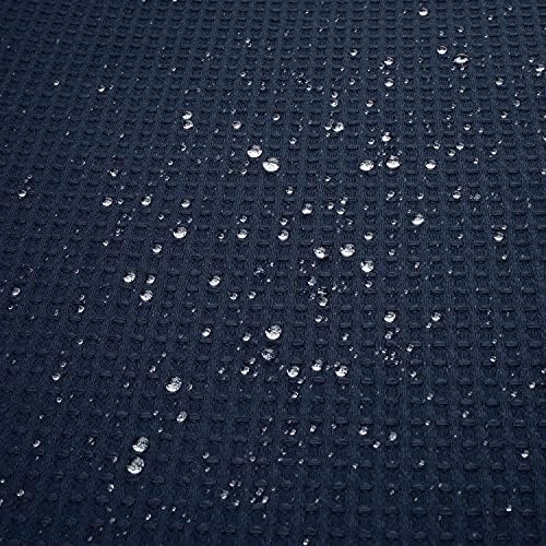 River Dream Heavyweight Waffle No Hook Shower Curtain with Liner,Navy,71x86