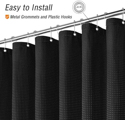 Gibelle Small Stall Black Fabric Shower Curtain, Hotel Style, 36 x 72