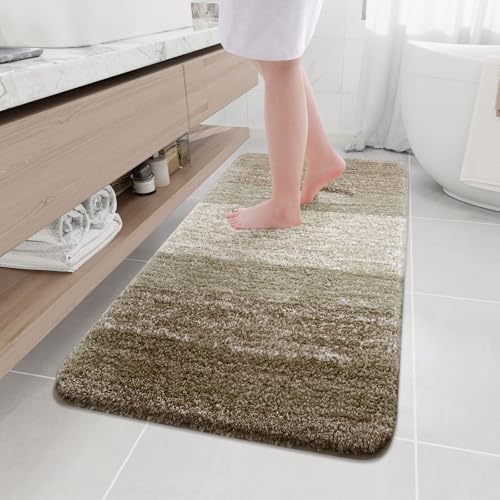 Arotive Microfiber Bathroom Rugs, Shaggy Soft Absorbent Bath Rug, 54x24