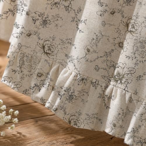 Farmhouse Floral Ruffle Shower Curtain for Bathroom