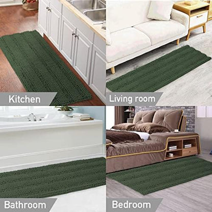Turquoize Bathroom Runner Rug 17"x47", Soft Absorbent Chenille Bath Rug