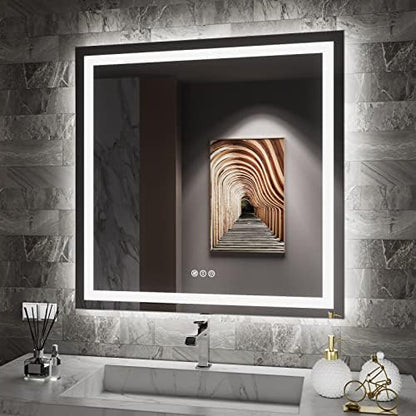 Amorho LED Bathroom Mirror 32"X32" with Front Light and Backlit