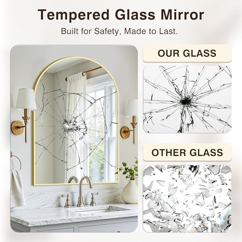 Arched Bathroom Vanity Mirror for Over Sink, 2 Pack 36”x24”, Gold