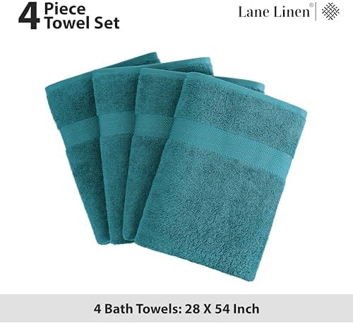 LANE LINEN Bathroom Towel Set 4 Piece Soft Absorbent Quick Dry - Sea Port