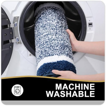 OLANLY Large Bathroom Rugs 40x32, Soft Absorbent Microfiber Bath Rugs, Navy