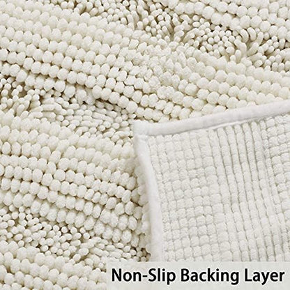 Turquoize Chenille Bath Rugs Shaggy Bathroom Rugs Non Slip Bath Mat for Bathroom 24 x 36 Cream Bath Rug for Bath Room Extra Soft and Absorbent Area Rug, 24"x 36", Cream | Non-Slip Quick Drying, Machine Washable Plush Striped Bath Mats for Bathroom Floo...