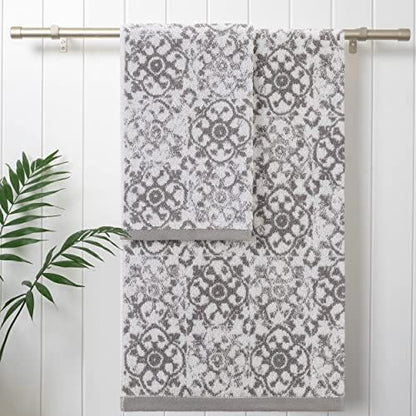 Jessica Simpson – Bath Towel 4 Piece Set, Aziza, Premium Bathroom Décor, Includes 2 Hand Towels and 2 Shower Towels, 100% Cotton & Machine Washable, Skyrocket Grey