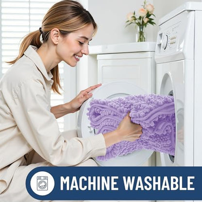 Smiry Bathroom Rugs 24X16, Extra Soft Rubber Backing Chenille Bath Mats