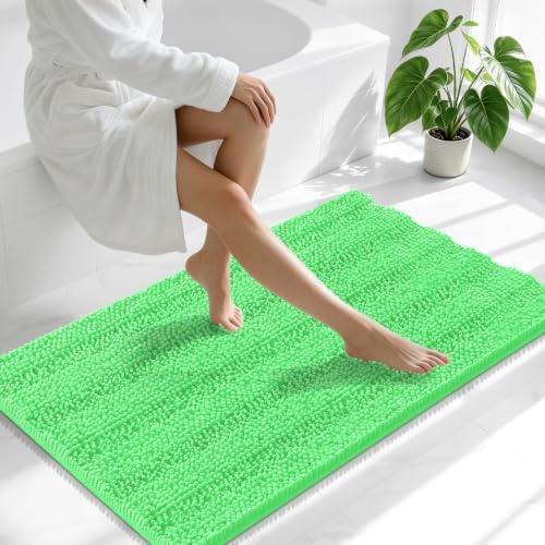Smiry Thick Chenille Bathroom Runner Rugs 44x24, Soft Bath Mat, Mint Green
