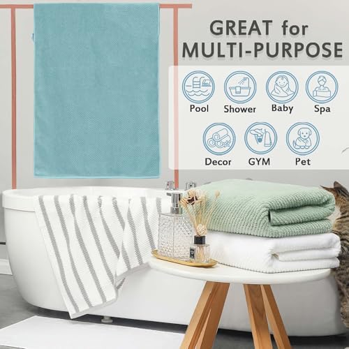 VOOVA & MOVAS Bath Towels 4PC, 100% Cotton, 30x56 in, Dark Beige