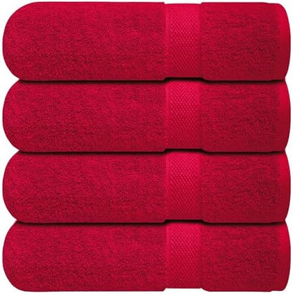 Infinitee Xclusives 100% Ring-Spun Cotton Bath Towels for Bathroom - Pack 4