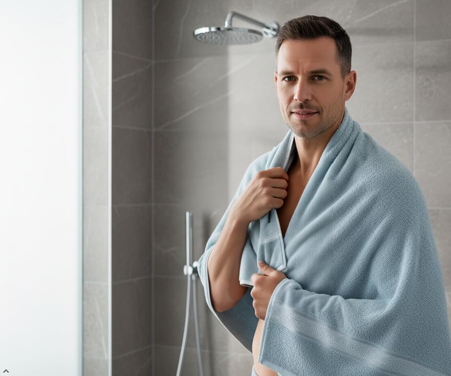 6 Piece Bath Towel Set, 2 Bath, 2 Hand, 2 Washcloths, Sky Blue