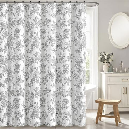 Black Floral Shower Curtain W72*L72 Inches Long