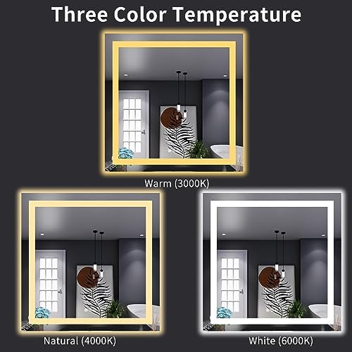 LOAAO 32"X32" LED Bathroom Mirror with Lights, UL Listed