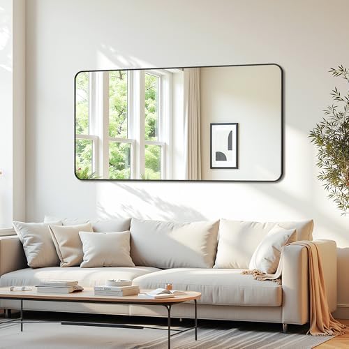 Bathroom Mirror 60" x 30", Large Rectangle Wall Mirror, Black