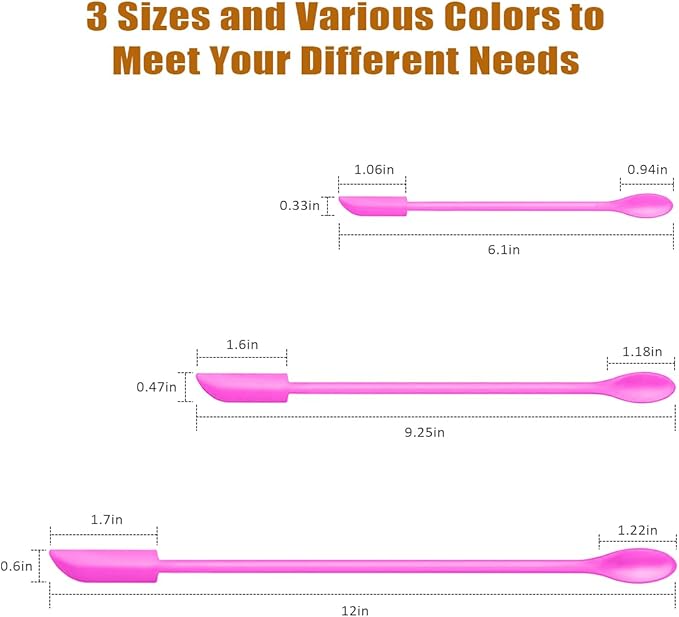 Silicone Spatula Set (6Pcs) - Mini Scraper Tool for Beauty & Food （Reach Every Last Drop - Multi-Size Spatulas for Makeup Jars, Lotion Bottles & Kitchen Containers） (Pink)