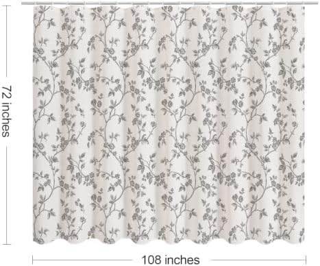 MitoVilla Extra Wide Cotton Floral Shower Curtain for Bathroom,108 x 72