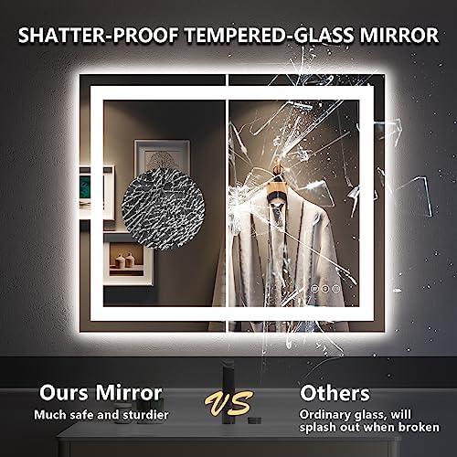 36x30 LED Bathroom Mirror with Lights, Lighted Vanity Mirror