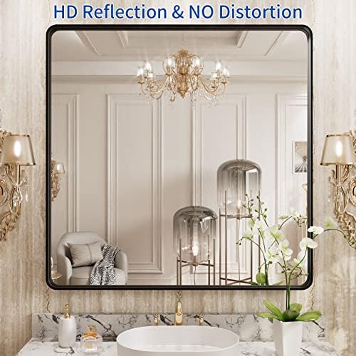 WEER Black Bathroom Vanity Mirror 36X36 Inch