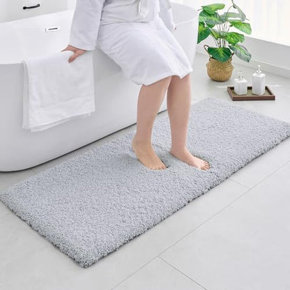 Disolla Bathroom Rug 24x48 - Non-Slip Plush Thick Bath Mat, Highly Absorbent & Ultra Soft Fluffy Floor Mat, Machine Washable for Shower and Tub, Silver Grey