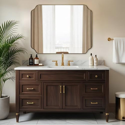 ANDY STAR 32X40 Inch Brushed Gold Scalloped Bathroom Mirror