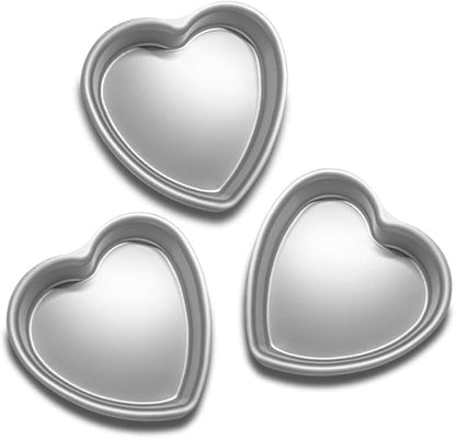8 Inch Heart Shape Cake Pan Set of 3， Baking Pan,Anodized Heart Cake Pans Aluminum Cake Pan, For Birthday and Other Occasions