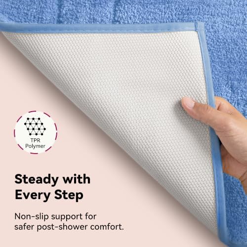 GRANNY SAYS Blue Bathroom Rugs Non Slip, 16" x 24", Bath Rugs for Bathroom, Small Bath Rug Washable，Absorbent Bath Mats for Floor, Microfiber Bath Mat for Tub, Absorbent Shower Rugs