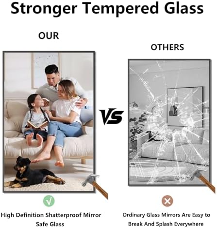 Bathroom Mirror 36"x55" Matte Black Rectangle Bathroom Wall Mirror for Over Sink, Modern Large Vanity Mirror, HD Tempered Glass, Anti-Rust Aluminum Alloy Frame, for Living Room, Bedroom, Entryway