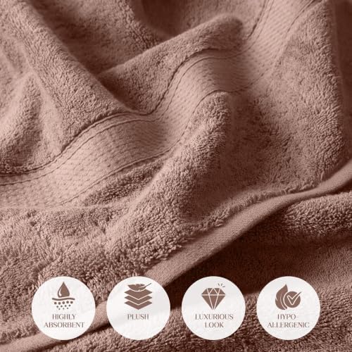 Superior Egyptian Cotton Plush Absorbent, Bath Towel Set of 4, Muted Mauve