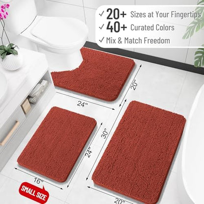 OLANLY Small Bathroom Rugs 30x18, Extra Soft Absorbent Chenille Bath Rugs