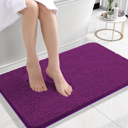 OLANLY Small Bathroom Rugs 24x16, Extra Soft Absorbent Chenille Bath Rugs