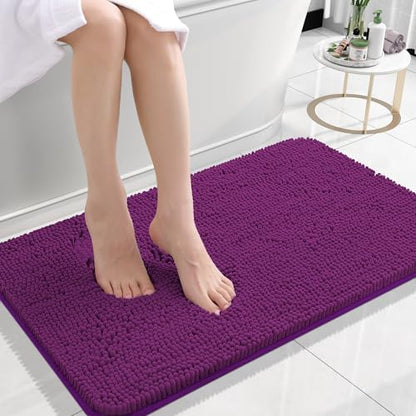OLANLY Small Bathroom Rugs 24x16, Extra Soft Absorbent Chenille Bath Rugs