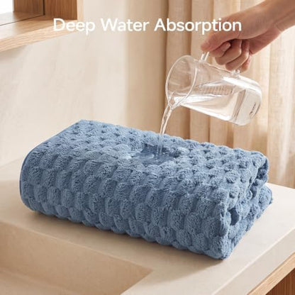 REDKISS Blue Gray Microfiber Bath Towel Large, 31”x 61” 4 Pack