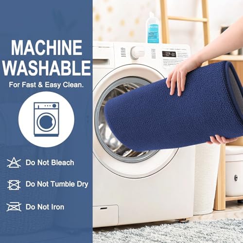 OLANLY Memory Foam Bathroom Runner Rugs 44x24, Long Mats, Twilight Sapphire