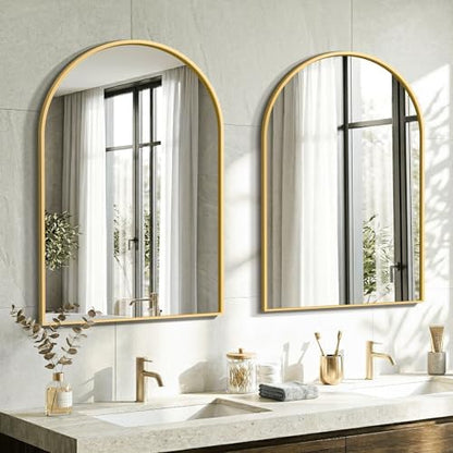 AMOISE Arched Bathroom Mirror for wall, 2 Pack 36"x24" Vanity Mirror, Gold