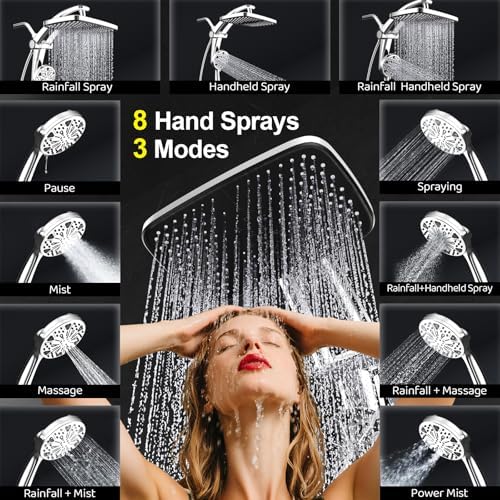 12-Inch High Pressure Rain Shower Head with Handheld Spray Combo, Magnetic