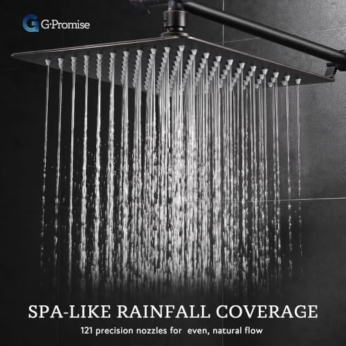 G-Promise All Metal 10" Rain Shower Head with Handheld for Bathroom Upgrade