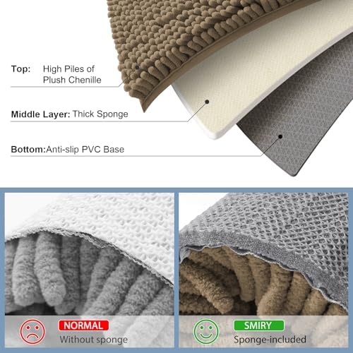 Smiry Bathroom Rugs 50X30, Luxury Chenille Extra Soft Absorbent Bath Mat