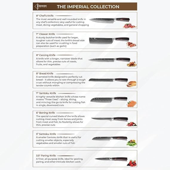 D & G SALES, LLC 8 Piece Kitchen Chef Knife Set - High Carbon Stainless Steel