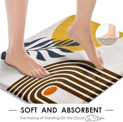 Bathroom Sets with Shower Curtain and Rugs, 4 Pcs, Boho Midcentury