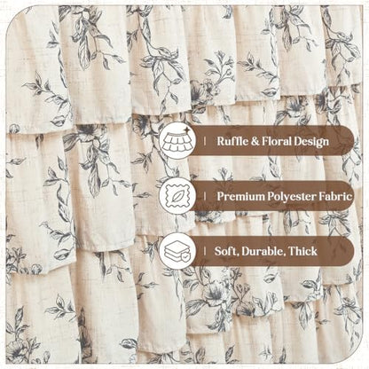 Yinhua Extra Long Farmhouse Ruffle Shower Curtains for Bathroom, 72" Wx90 L