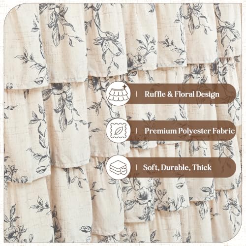 Yinhua Farmhouse Ruffle Shower Curtains for Bathroom, 72" Wx72 L
