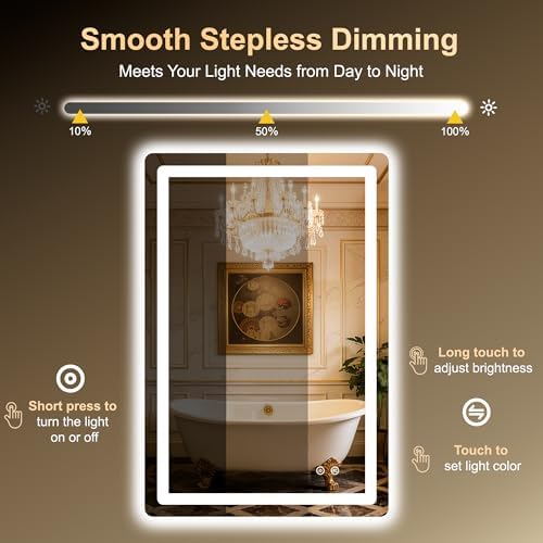 LED Bathroom Mirror, 24"x36" Bathroom Vanity Mirror with Lights